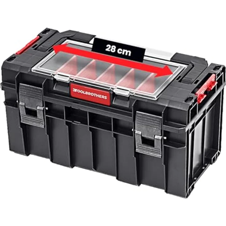 Tool Brothers RHINO L Werkzeugkoffer Handling+, stapelbar, 14 l, IP54, 450 x 260 x 240 mm, mit Organizer und verstellbaren Trennwänden – Bild 3
