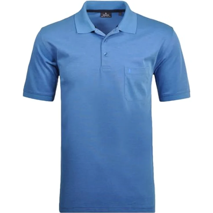 RAGMAN Poloshirt Herren Poloshirt - Oberteil, Softknit-Polo, einfarbig mit Brusttasche, Knopfleiste - Blau – Bild 2