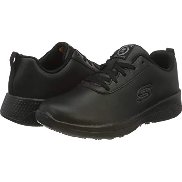 Skechers Marsing Gmina Sicherheitsschuh, legerer rutschhemmender Arbeits-Sneaker im Oxford-Stil, schwarz – Bild 7