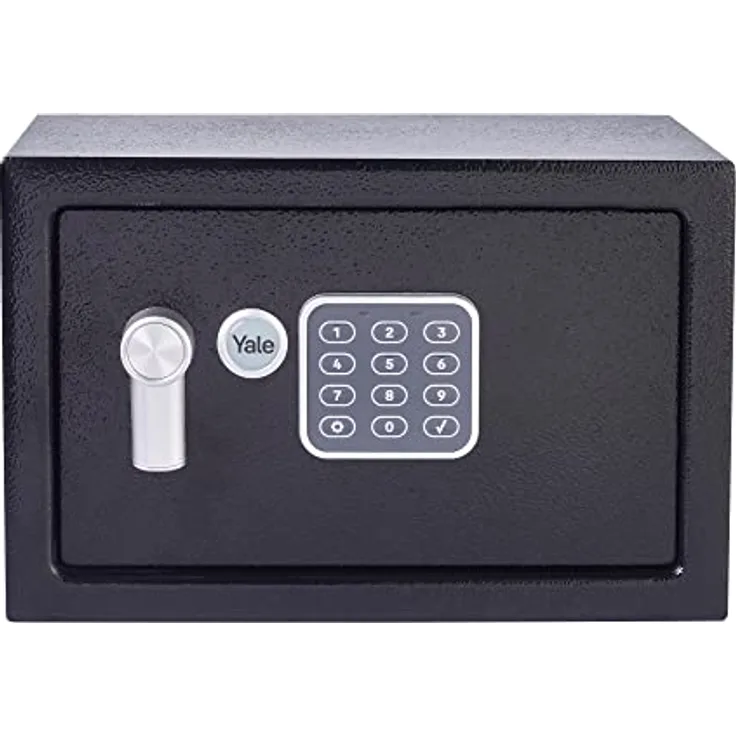 Yale YSV/200/DB2 Small Value Safe, Digital Keypad, LED Light Indicators, Steel Locking Bolts, Emergency Override Key, Wall and Floor Fixings, Black Finish, 8 Litre Capacity 20 x 31 x 20 cm