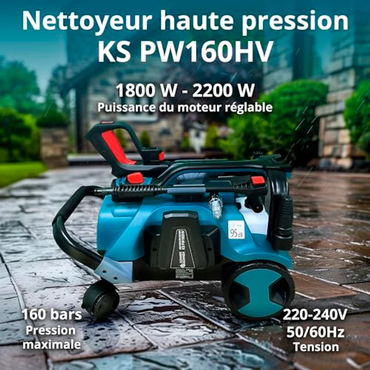 Könner & Söhnen Hochdruckreiniger KS PW160HV, 160 bar max. Druck, 336 l/h Fördermenge, Auto-Start/Stopp-System, 8 m Hochdruckschlauch, Aluminiumgehäuse – Bild 2