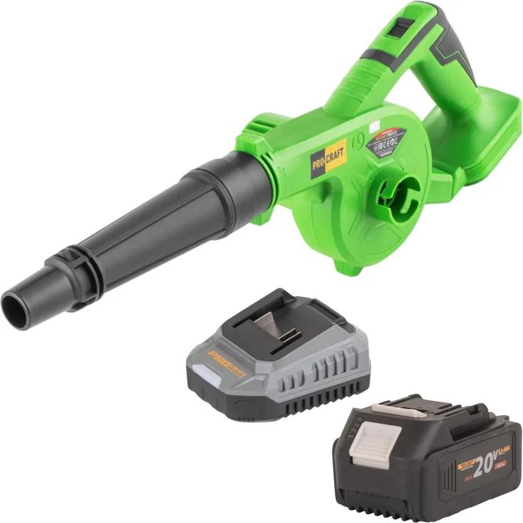 Procraft PB22bb Akku Laubbläser 20 V, 4,0 Ah Akku, 90 m³/h Luftdurchsatz, ergonomisch und kabellos