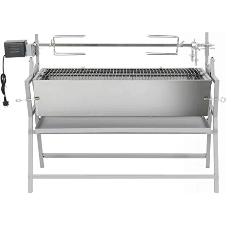 BBQ Holzkohlegrill mit Drehspieß Eisen und Edelstahl – Bild 8