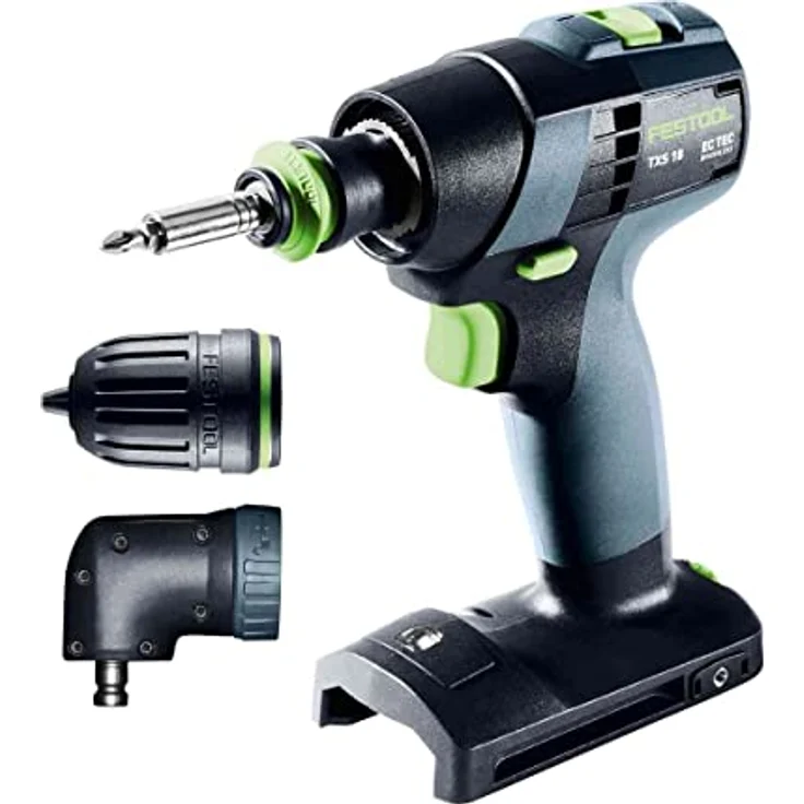Festool Akku-Bohrschrauber TXS 18-Basic-Set (mit Magnet-Bithalter, Werkzeugfutter, Winkelvorsatz, Schnellspannbohrfutter, Bitkassette, Bit, Gürtelclip), im Systainer – Bild 2
