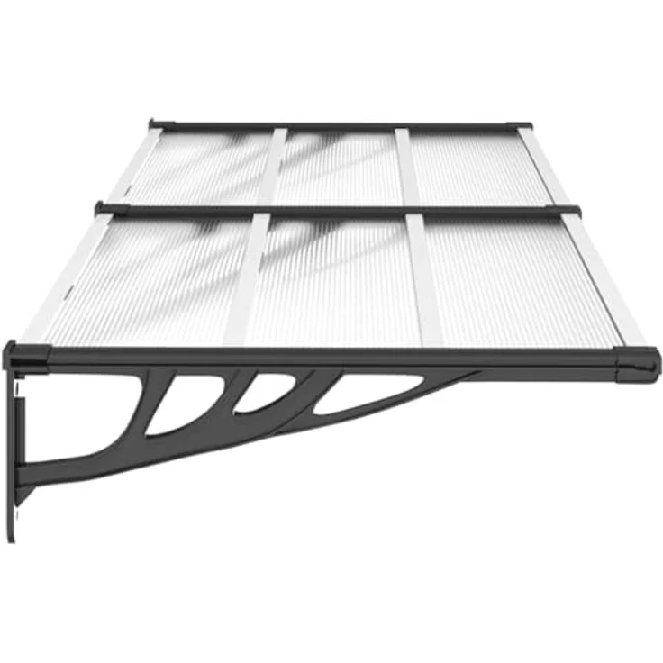 VidaXL Markise Türvordach Schwarz und Transparent 199x90 cm Polycarbonat (1-St) mit langlebigen Materialien und stabilem Rahmen – Bild 6