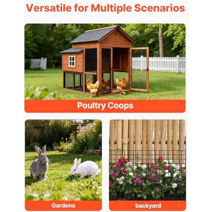 VEVOR Gartenzaun, 152 cm x 30,48 m, verzinkter Maschendrahtzaun mit schwarzer PVC-Beschichtung, ideal für Kaninchen- und Geflügelgehege – Bild 7