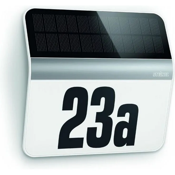 Steinel Hausnummer Steinel LED Solarleuchte XSolar LH-N silber mit Dämmerungssensor, 365 Tage Licht, IP44, inkl. Hausnummernbogen