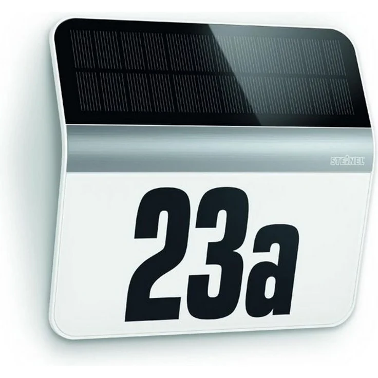 Steinel Hausnummer Steinel LED Solarleuchte XSolar LH-N silber mit Dämmerungssensor, 365 Tage Licht, IP44, inkl. Hausnummernbogen – Bild 1