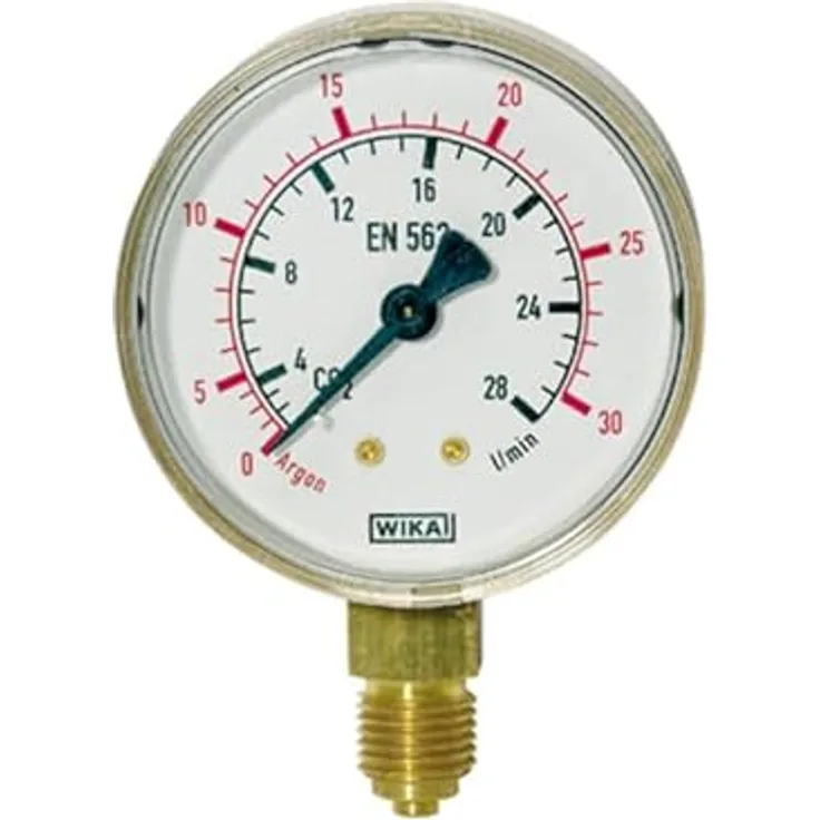 Riegler 101293-420 Manometer Argon, G 1/4 radial unten, 0-30 l/min (10 bar), Ø 63 mm, robust und hochwertig