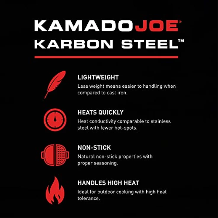 Kamado Joe Karbonstahl Grillplatte, Ø 47,5 cm, hitzeleitfähig mit Fettablass für Classic Joe – Bild 9
