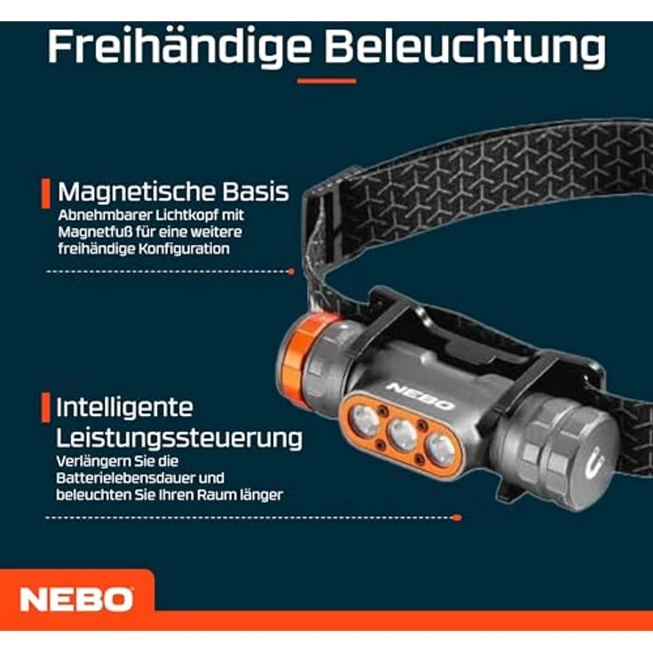 NEBO Transcend 1500 - Aufladbare Stirnlampe mit 1500 Lumen - Schwarz – Bild 3
