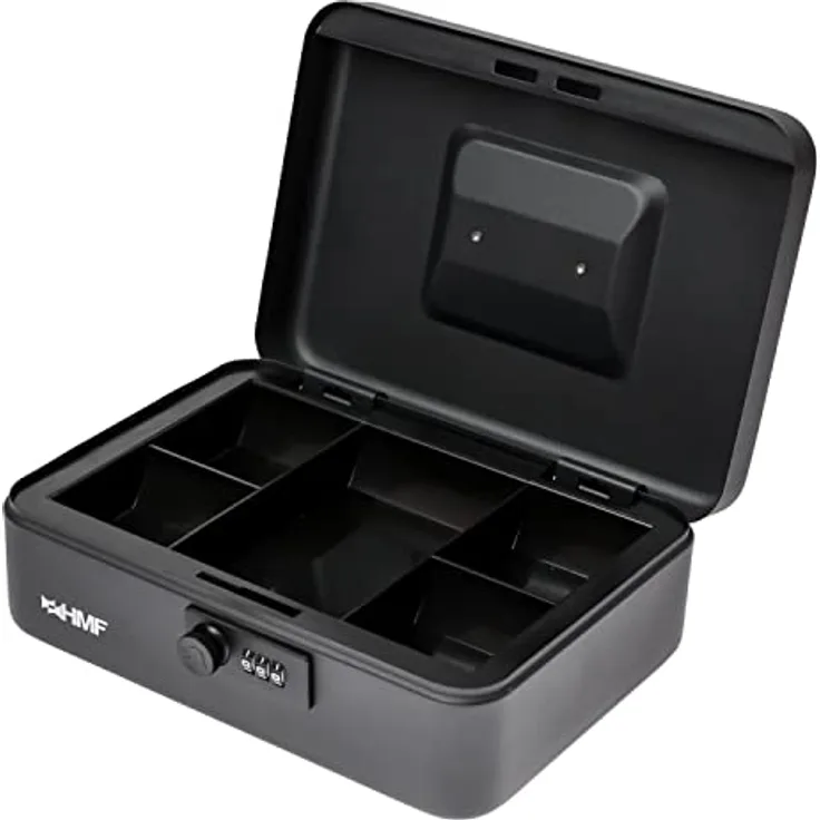 HMF 20017-02 Geldkassette abschließbar mit Zahlenschloss | 25 x 18 x 8,5 cm | Schwarz