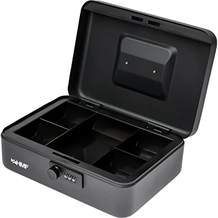 HMF 20017-02 Geldkassette abschließbar mit Zahlenschloss | 25 x 18 x 8,5 cm | Schwarz – Bild 1