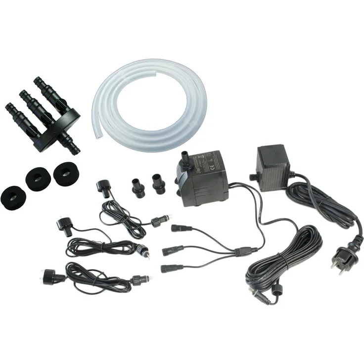 Arnusa Springbrunnenpumpe Komplett Set mit LED Beleuchtung und 3m Schlauch - Teichpumpe & -filter, DIY Wasserspiel Set