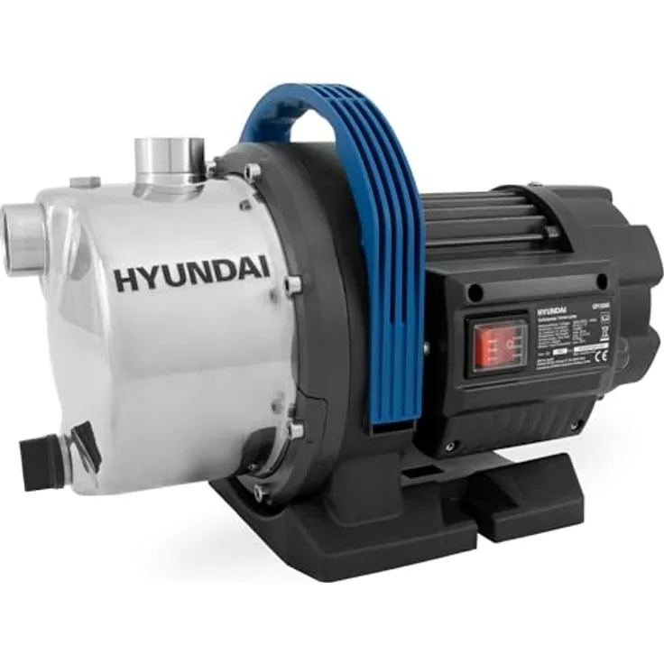 HYUNDAI Gartenpumpe GP12050 | 1200 W, max. Fördermenge 5.000 l/h, Förderhöhe 50 m, Edelstahl-Gehäuse, Wasserpumpe für Gartenbewässerung und Hauswasserversorgung