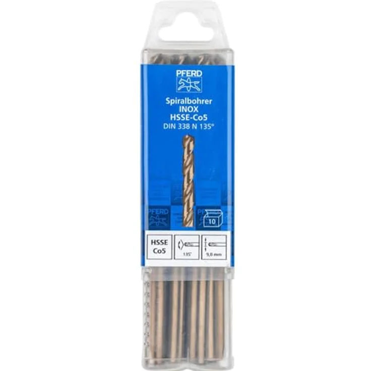 PFERD TOOLS Spiralbohrer INOX, 10 Stück | Ø 9 mm, HSS-E Co5 N, DIN 338, 135° für präzise Bohrlöcher in zähen und harten Werkstoffen – Bild 2