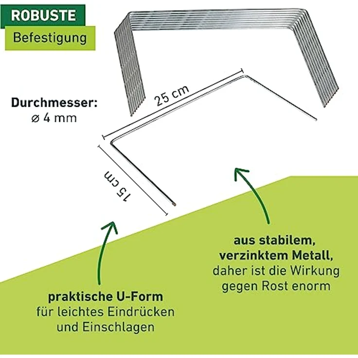Windhager Metall-Heringe Erdanker Bodenanker Befestigungsanker Befestigungshering, verzinkt, 15 x 25 cm x Ø 4mm, 10 Stück, 06402, 05638 – Bild 3
