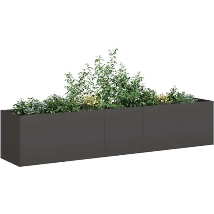 vidaXL Pflanzkübel Schwarz 200x40x40 cm Kaltgewalzter Stahl, Garten-Garten-Pflanzkübel mit viel Platz und erhöhter Stabilität – Bild 2