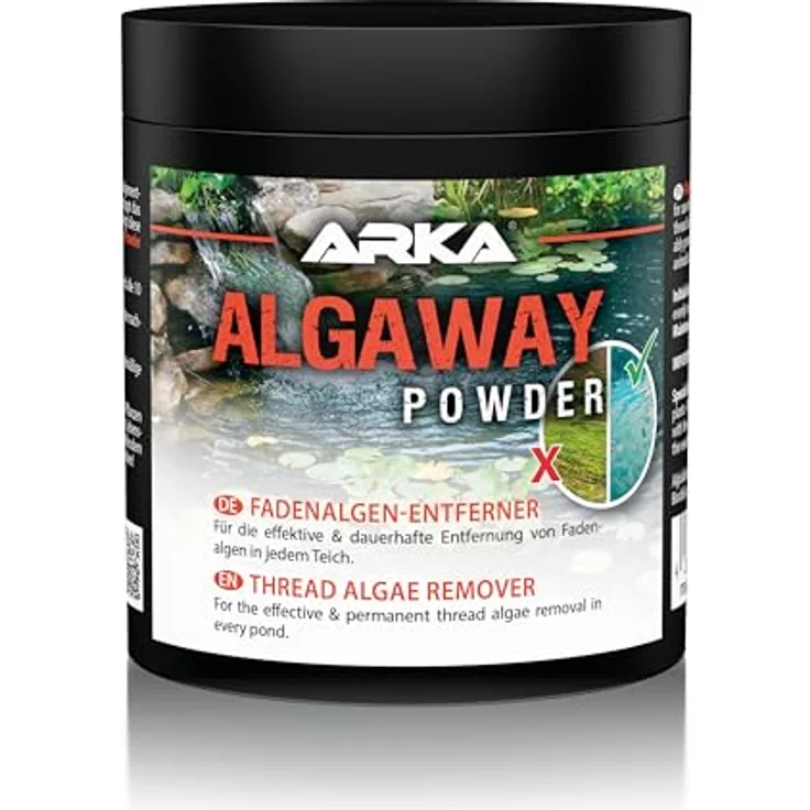 ARKA Pond Algaway Powder, Fadenalgenvernichter für Teich, kupferfrei, 250 g, unterstützt klares Wasser in kleinen Gartenteichen – Bild 1
