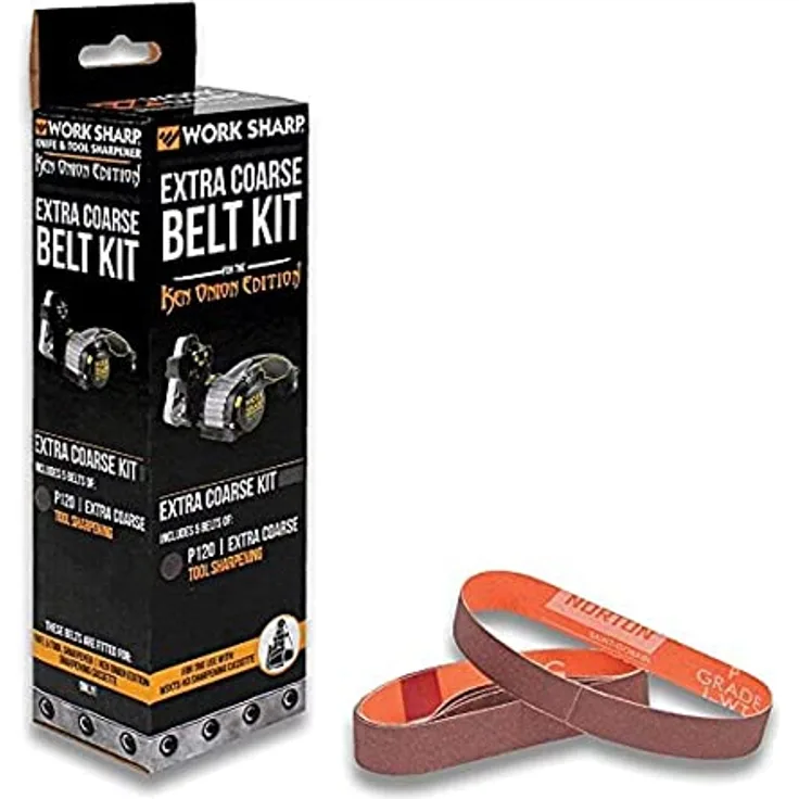 WORK SHARP® - Blade Grinding Attachment Belt Kit P120 - grobes Premium Gewebe-Schärfband 3er Set - keramische Profi Schleifbänder in Industrie Qualität
