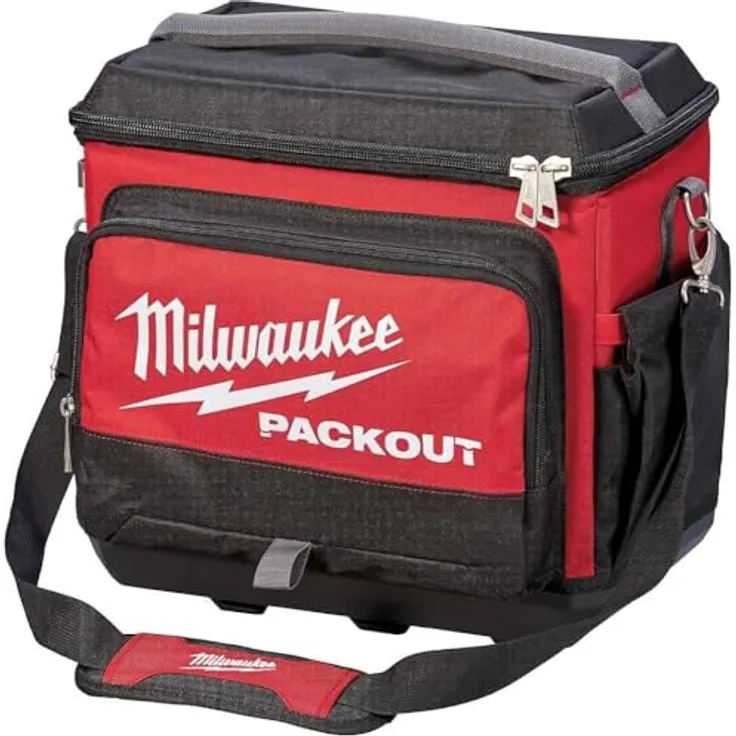 Milwaukee Packout Kühltasche Thermo Box Cooler 20Lt, bis 24H kalt, rot, mit Trageriemen und Seitentaschen
