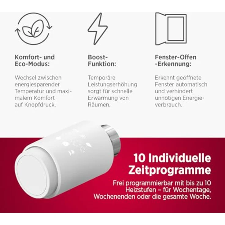 Olympia HT-02Y Smart Thermostat WiFi, programmierbares Heizkörperthermostat mit Tuya-App, Alexa & Google, einfache Installation, energieeffizient und komfortabel, 1 STK. – Bild 3