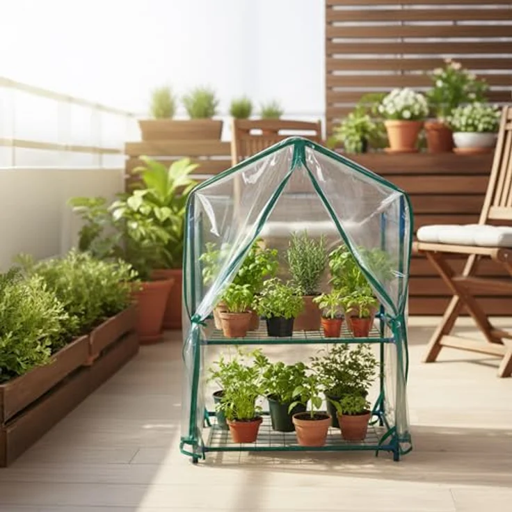 Relaxdays Balkon Gewächshaus, Tomatenhaus mit 2 Etagen, PVC-Folie, Stahl, HxBxT: 95 x 59 x 39 cm, grün/transparent – Bild 2