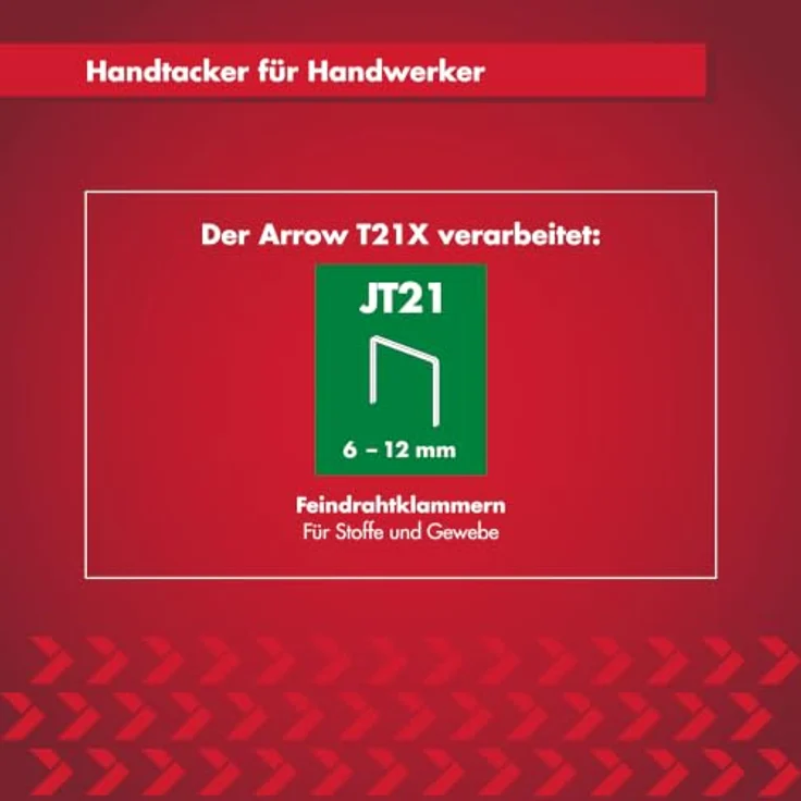 Arrow Handtacker T21X, ergonomischer Tacker für Feindrahtklammern 6 mm - 12 mm, präzise Einhandbedienung und Füllstandsanzeige – Bild 6