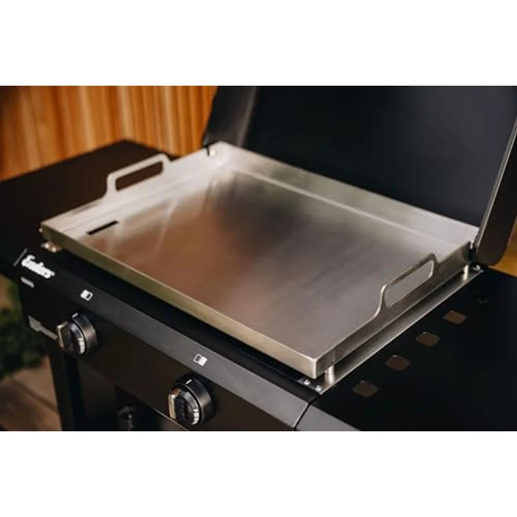 Enders Plancha-Grill Amaro 2, Edelstahl-Grill mit 2 stufenlos regulierbaren U-Brennern, 60 cm x 43,5 cm Grillfläche, abnehmbare Haube und praktisches Ablagefach – Bild 4