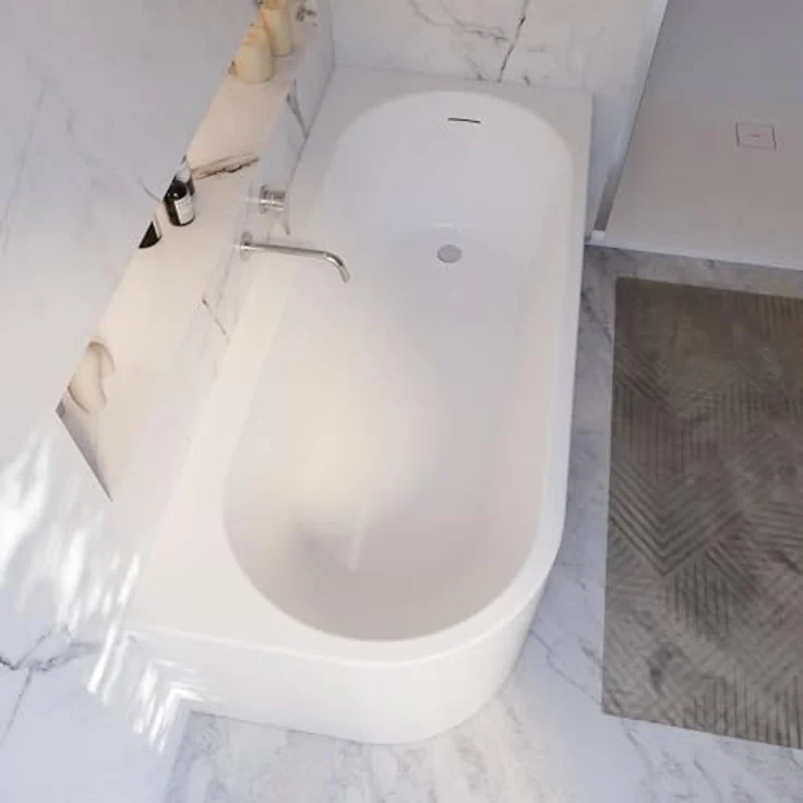 Schulte Badewanne Rio Canto, 180x80 cm Sanitäracryl Weiß mit Fußgestell, Schürze und Pop-Up Ablauf – Bild 8