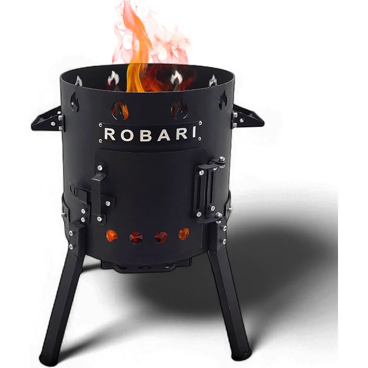 Robari Utschak Feuerofen für Kazan 12-15L, stabiler Stahlofen für authentisches Outdoor-Kochen, schwarz