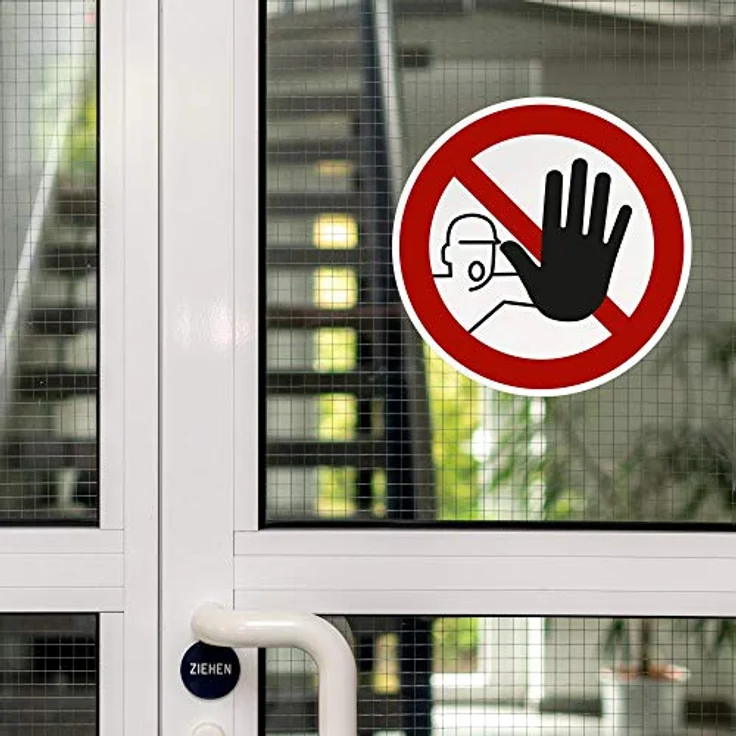 Zutritt für Unbefugte verboten, PVC-Folie selbsklebend, Ø 200 mm gemäß ASR A1.3 / ISO 7010 P006, Verbotszeichen Aufkleber, 20 cm – Bild 3