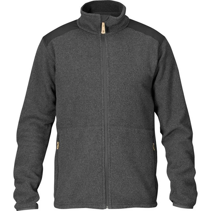 Fjällräven Fleecejacke Sten, Recycling-Polyester in melierter Optik, schwarz