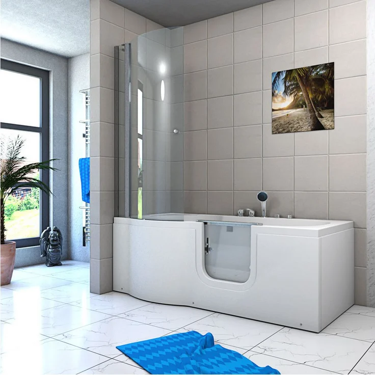 AcquaVapore Komplettdusche Seniorendusche Sitzwanne mit Tür S12D-AIR-R, 85x170 cm, Sicherheitsglas ESG, inkl. Duschwanne, Integrierte Massagedüsen, Überlauf Abfluss, Whirlp, weiß - Preisvergleich