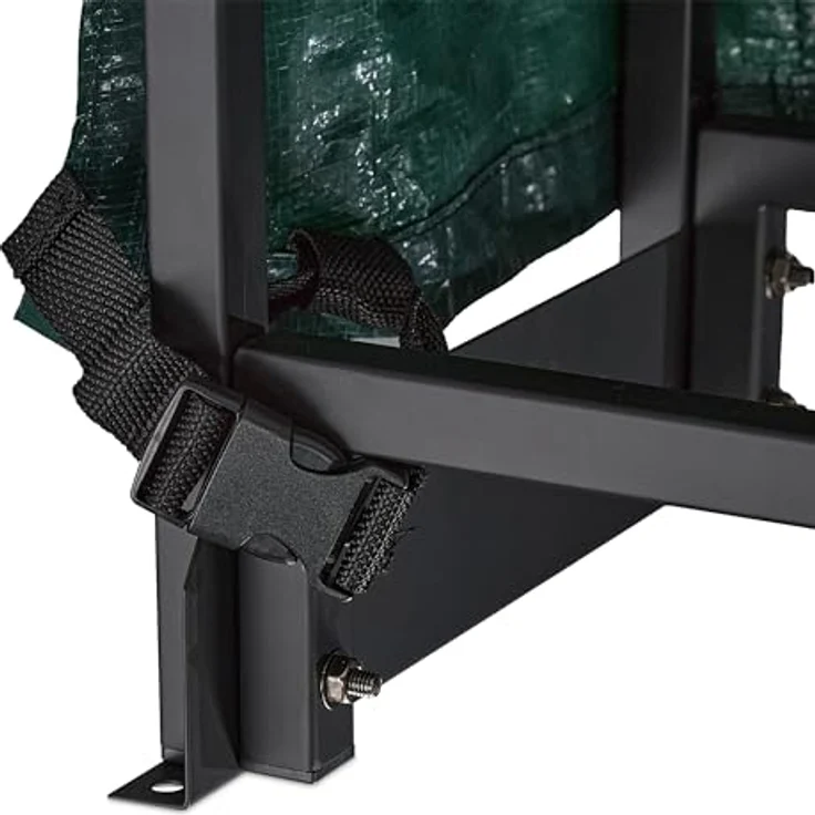 Relaxdays Kaminholzregal mit Abdeckung, aus Eisen, HBT: 110x200x29 cm, für Holz ab 25 cm, schwarz/grün – Bild 3
