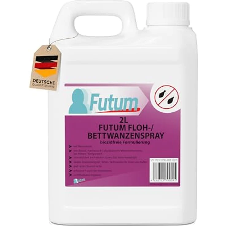 FUTUM Insektenspray Anti-Bettwanzen- und Flohmittel, 2 l, auf Wasserbasis, geruchsarm, biozidfreie Formel, für Innen- und Außenbereich – Bild 1