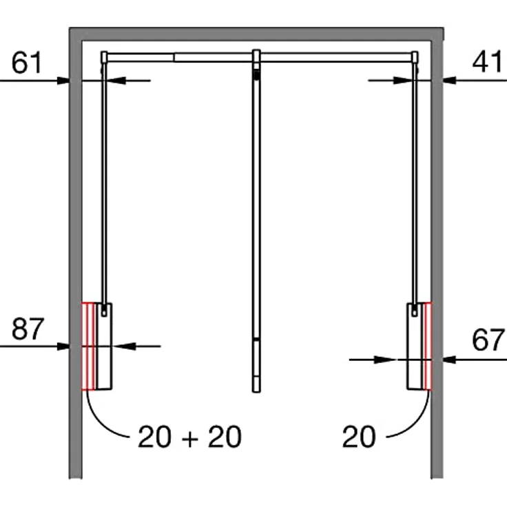 Servetto Distanzrahmen T3, 20mm Distanzhalterung für Kleiderlift, Kunststoff anthrazit – Bild 4