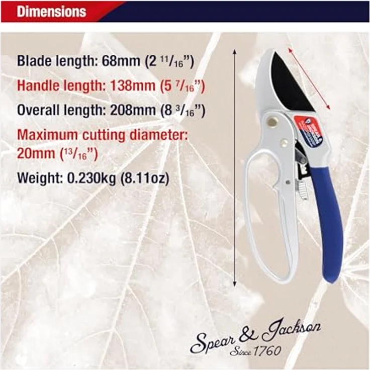Spear und Jackson Razorsharp Advance Ratschen-Gartenschere - Amboss-Gartenschere mittelgroß – Bild 7