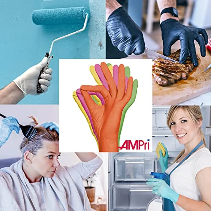 AMPri Nitrilhandschuhe, bunt, Farbenmix, 96 Stück/Box, Größe XL, puderfrei, Style tutti frutti by Med-Comfort: Nitril Einmalhandschuhe in den Größen XS, S, M, L, XL erhältlich – Bild 5