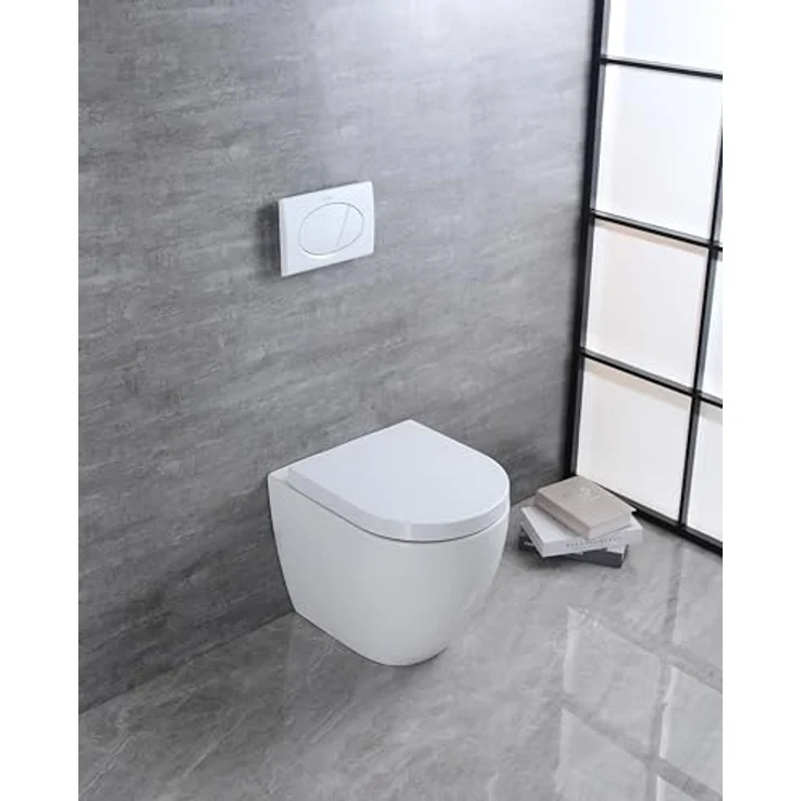 sanicomfort Stand-WC Set „Rivo“, spülrandlos mit Absenkautomatik, Tiefspüler, waagerechter Abgang, glänzend Weiß – Bild 3