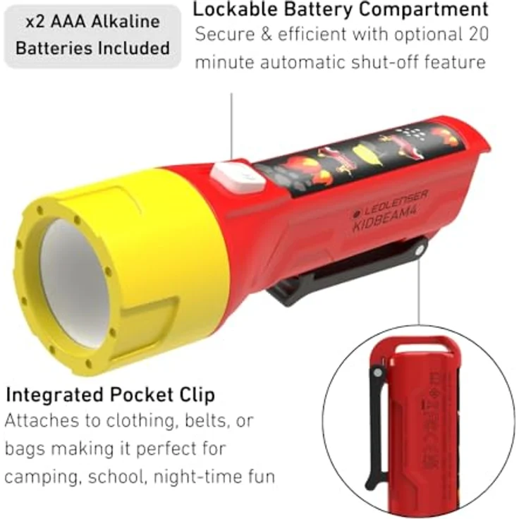 Ledlenser Kidbeam4, Taschenlampe für Kinder mit integriertem Clip, 4 Farben, automatische Abschaltfunktion – Bild 3