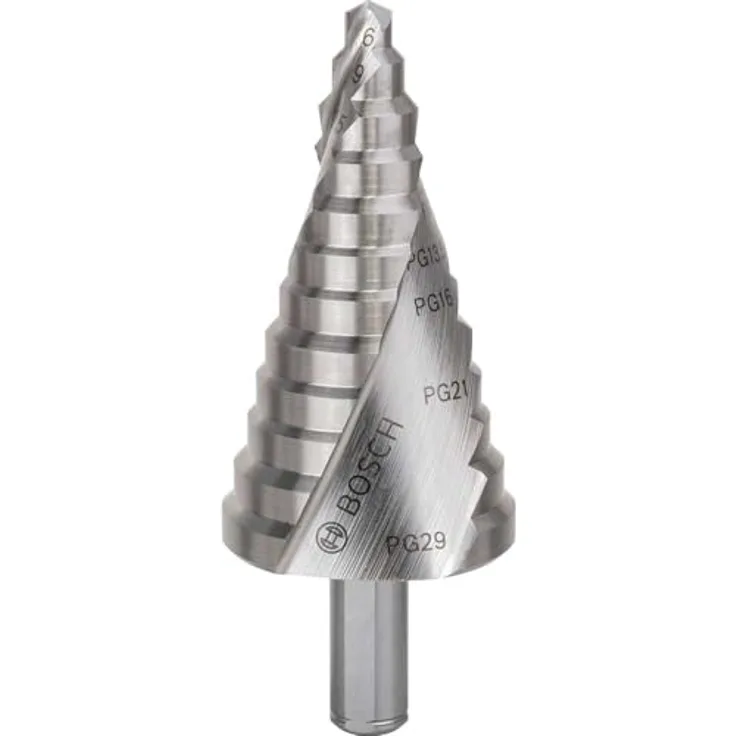 Bosch Accessories HSS Stufenbohrer 2608587428, Durchmesser 6-37 mm, 3-Flächenschaft, Gesamtlänge 93 mm, ideal für Nichteisenmetall und Kunststoff