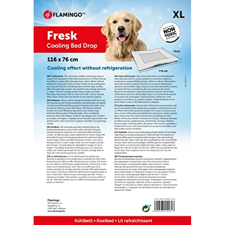 Flamingo Cooling Bed FRESK Drop GRAU XL 76X116CM - Tier-Schlafplatz aus Polyester mit Gel-Füllung – Bild 3