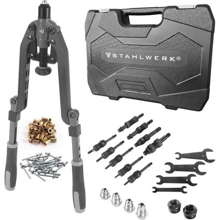 STAHLWERK Blindnietzange Nietmuttern- und Blindnietenzangen Set 85-teilig, 2-tlg., Multifunktionszange für präzise Befestigungslösungen