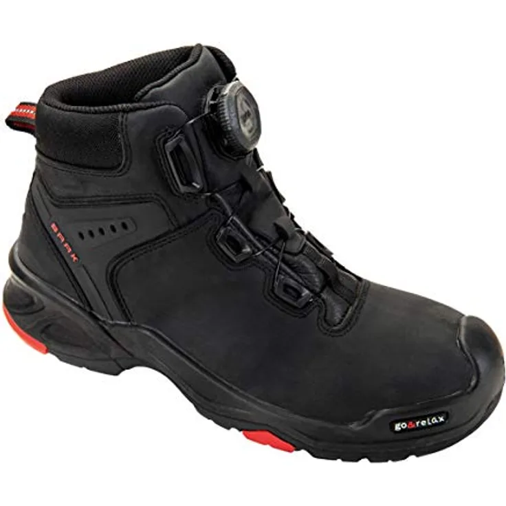 Baak Sicherheitsstiefel Braxton Gr.43 schwarz/rot Leder S3 SRC HRO EN20345 mit BOA® Fit System