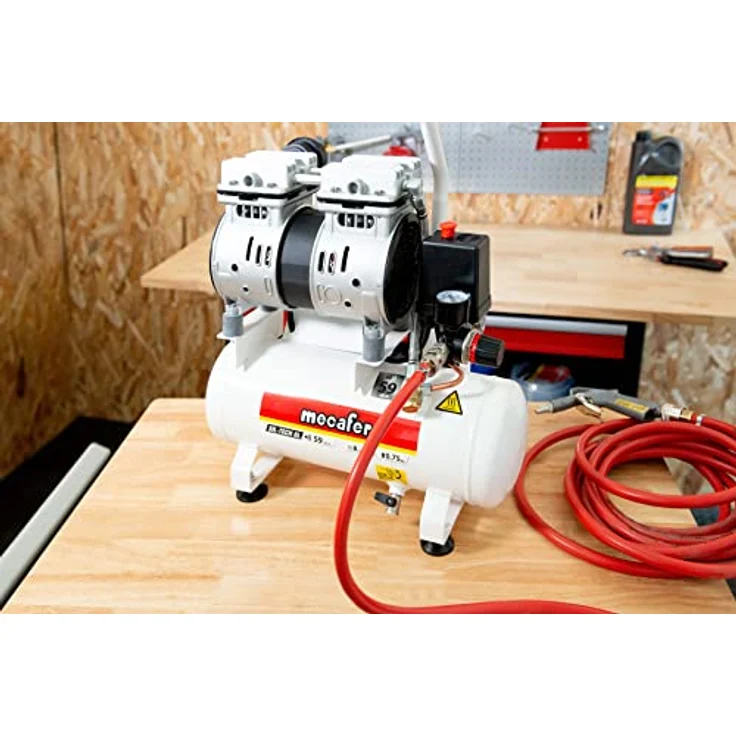 MECAFER Silent Kompressor 425513, 6L, 0,5PS, wartungsfrei, grau, Geräuschpegel 59 dB(A) – Bild 4
