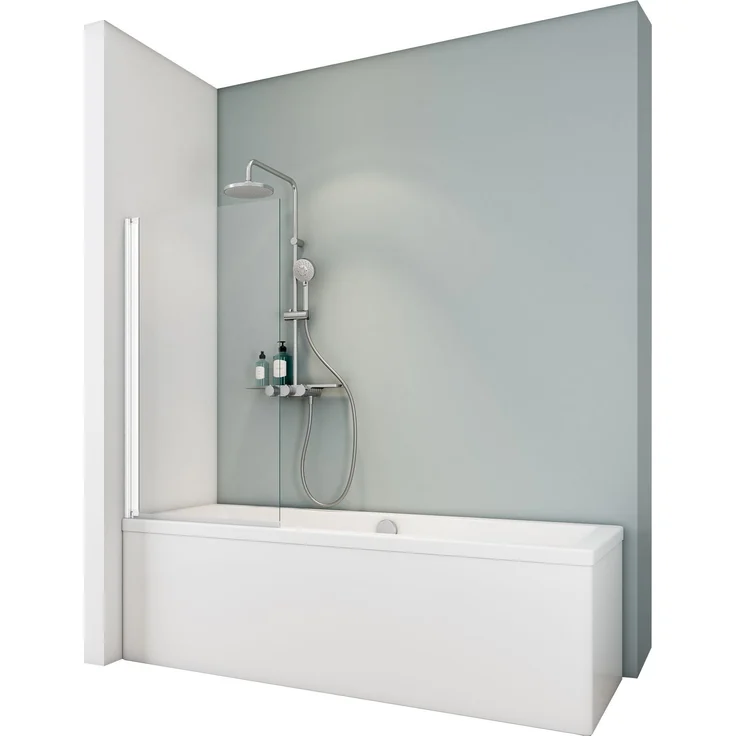 Schulte Badewannenfaltwand Komfort, 5 mm Sicherheitsglas, 70x130 cm, pendelbar, Klar, Weiß – Bild 1