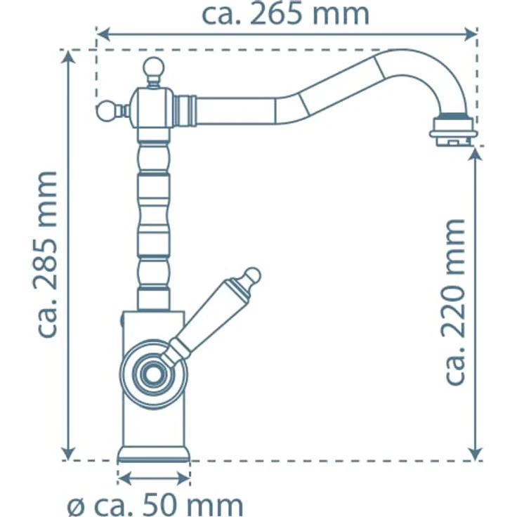 Schütte Spültischarmatur Old Style, 360° schwenkbare Mischbatterie mit Cold-Start Technik und geräuscharmer Qualitäts-Kartusche – Bild 3