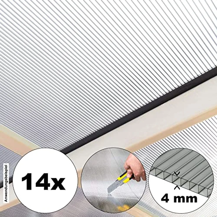HOME DELUXE - Polycarbonat, Hohlkammerstegplatten VARUS - UV-Geschützt - 14-teiliges Set | Hohlkammerplatten, Gewächshaus, Doppelstegplatte – Bild 5