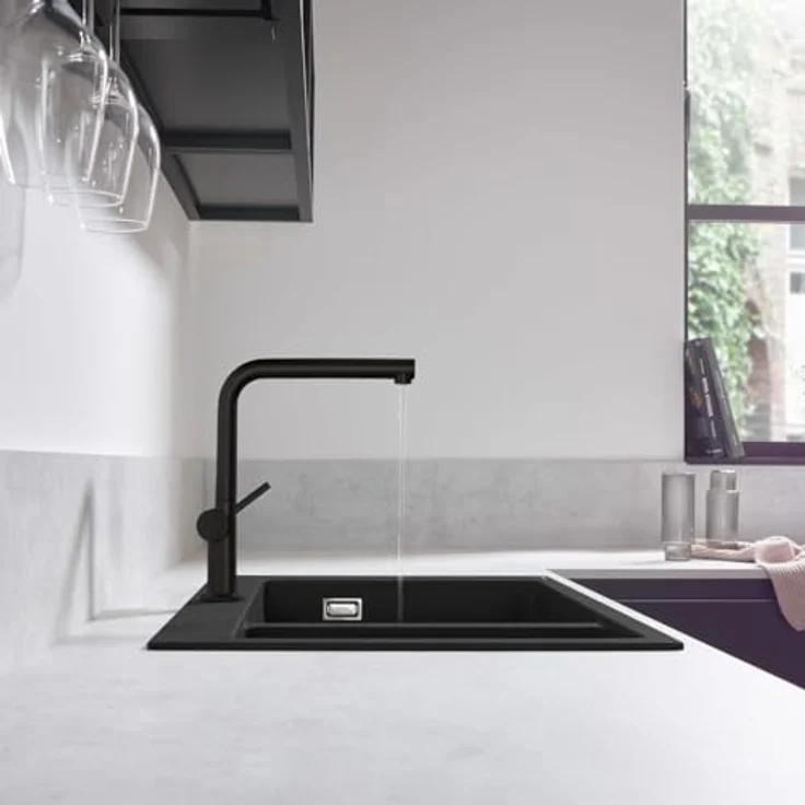 hansgrohe Talis M54, Einhebel-Küchenmischer mit ComfortZone 270, schwenkbarem Auslauf, Temperaturbegrenzung, mattschwarz – Bild 8